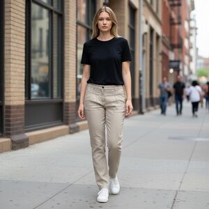 Twinset Twin-Set Simona Barbieri Linen Blend Beige Trousers Pants Size 28